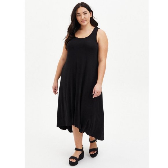 NWT Torrid 2 Black Maxi Super Soft Hi-Low Dress 2X 18 20 - Picture 2 of 8